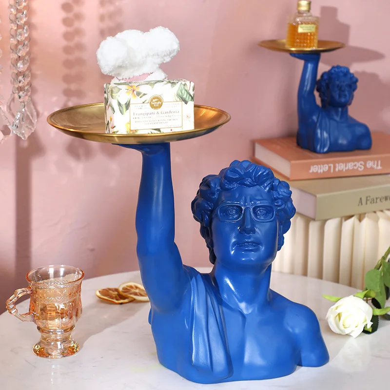 Resin Art Anniversary Gift - David Skulptur-Tablett, klassische Michelangelo-Büste mit Diener-Tablett