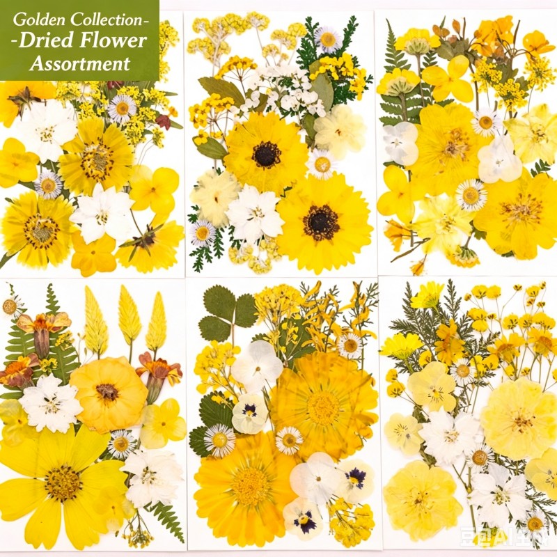 Dried Flower Pressed - 6 Arten von 21-teiligen neuen gelben