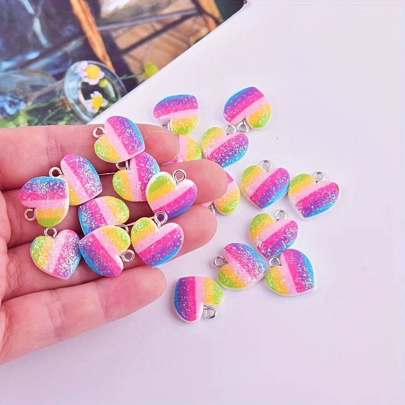 Resin Art Kits For Adults - 10 Stück bunte Herz-Harz-Anhänger, niedliche gemischte