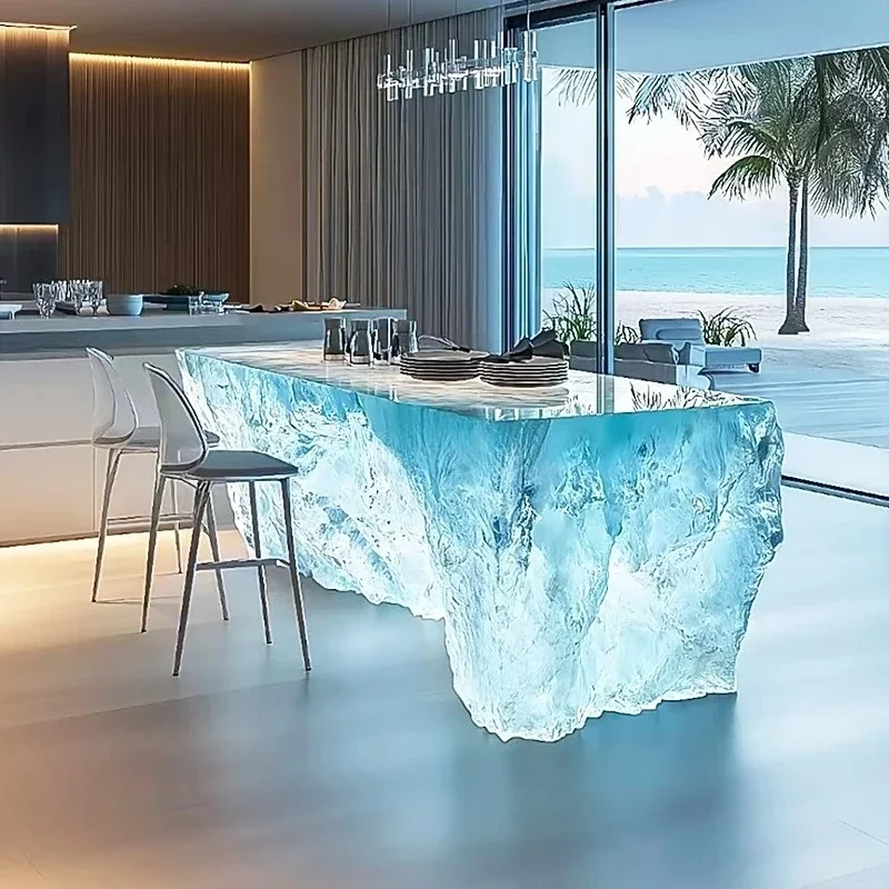 Resin Art Coffee Table - Transparenter Insel-Villa-Bar-Kunst-Kaffeetisch aus hochwertigem Harz im