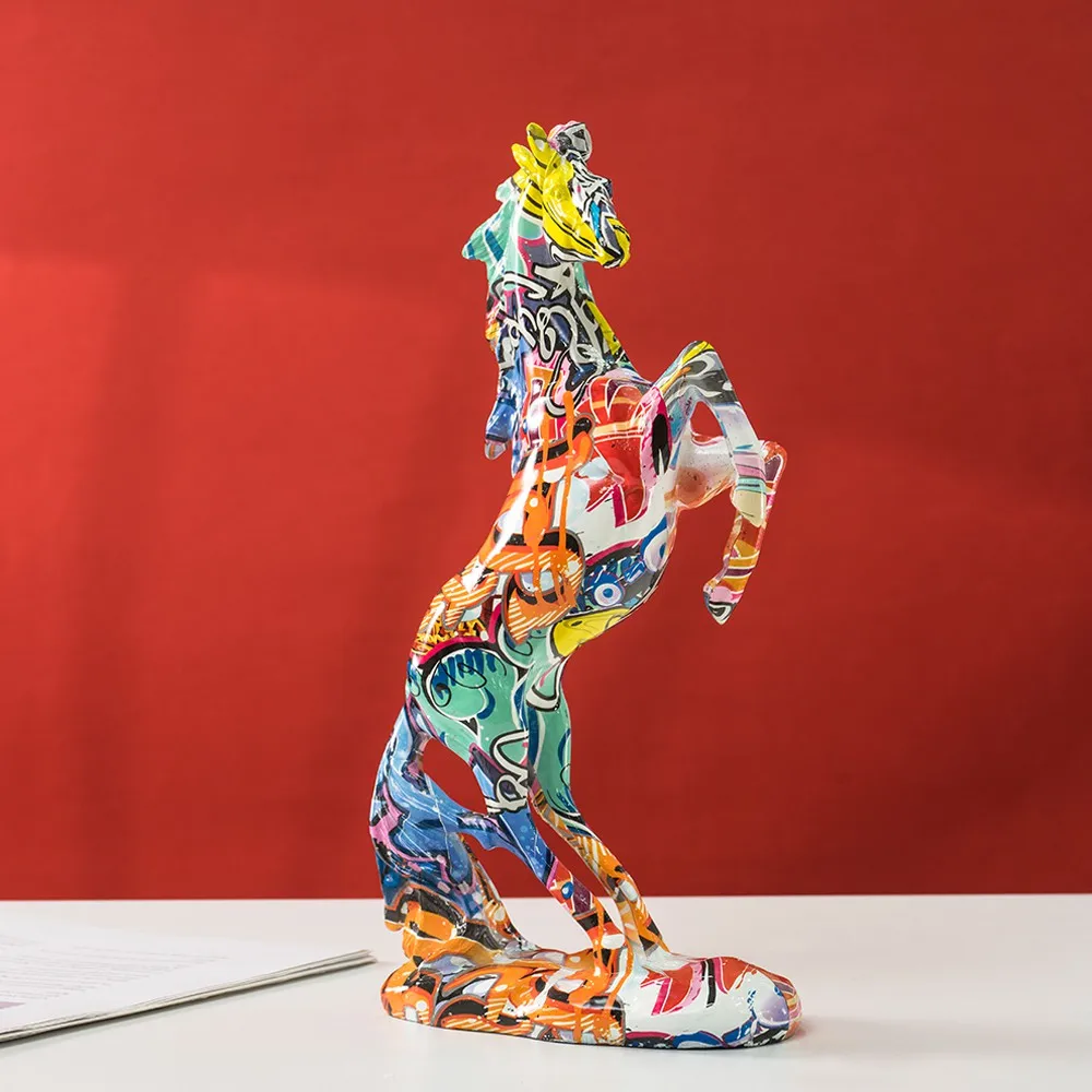 Resin Art Decoration Items - Pferdestatue Graffiti, beliebte Kunst, moderner Dekoartikel,