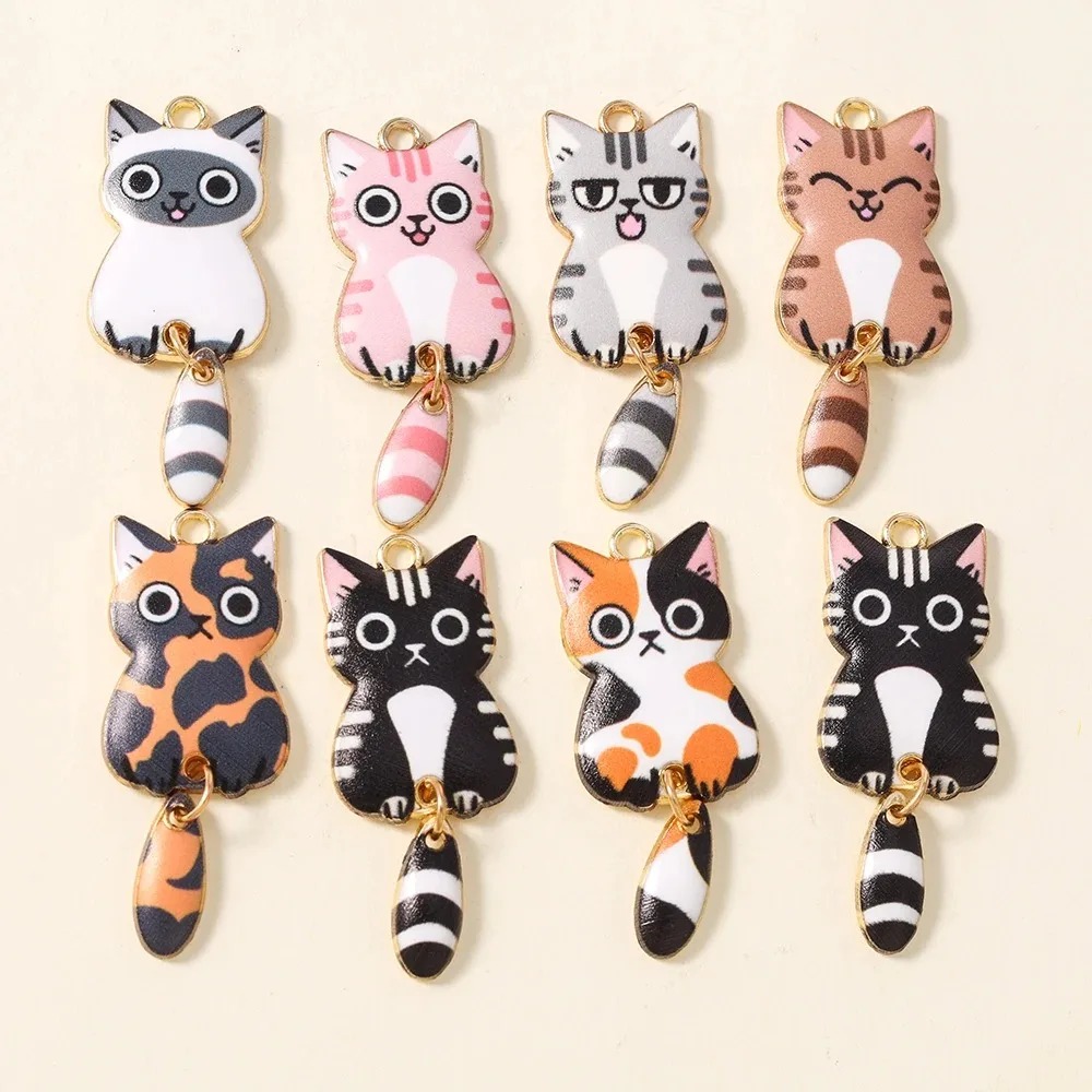 Resin Art Kits For Adults - 10 Stück 16×39mm niedliche Cartoon-Katzen-Harzanhänger, schöne