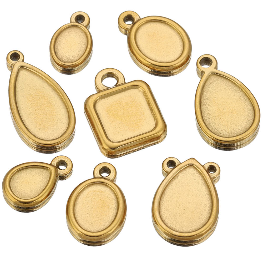 Resin Art Kits For Adults - 5 Stück Edelstahl-Anhängerrohlinge (quadratisch, rund, oval)