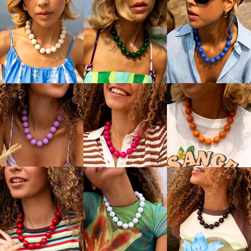 Resin Art Necklace - Tocona Neue Bunte Große Perle Choker