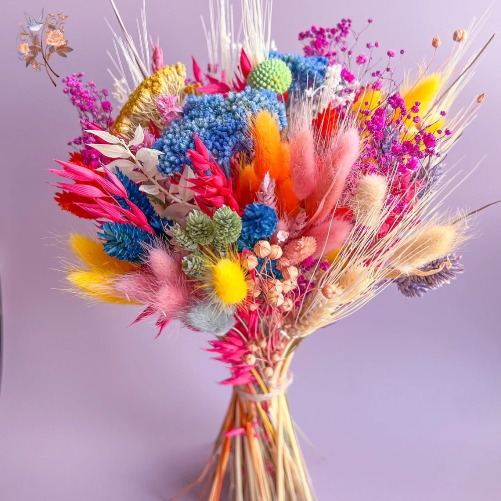 Dried Flower Pressed - Bunte getrocknete Blumen, Hochzeitsstrauß für die