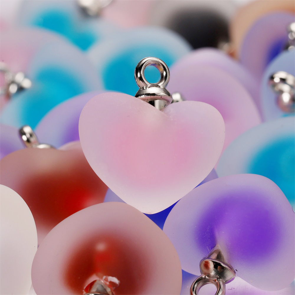 Resin Art Necklace - 10 teile/los Harz Matt Mehrfarbige Herz