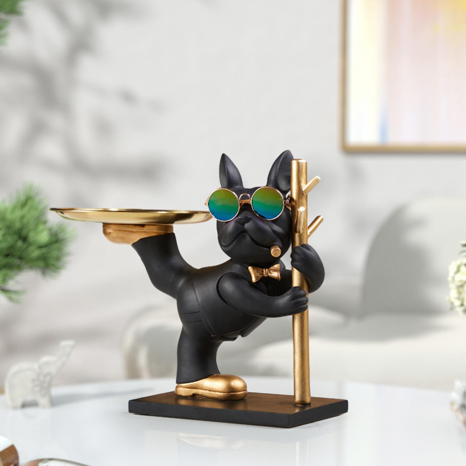 Resin Art Dining Table - Bulldoggen-Statue Schreibtisch-Aufbewahrungsfach Kunstharz-Handwerk Eingangsbereich Schlüsselhalter für