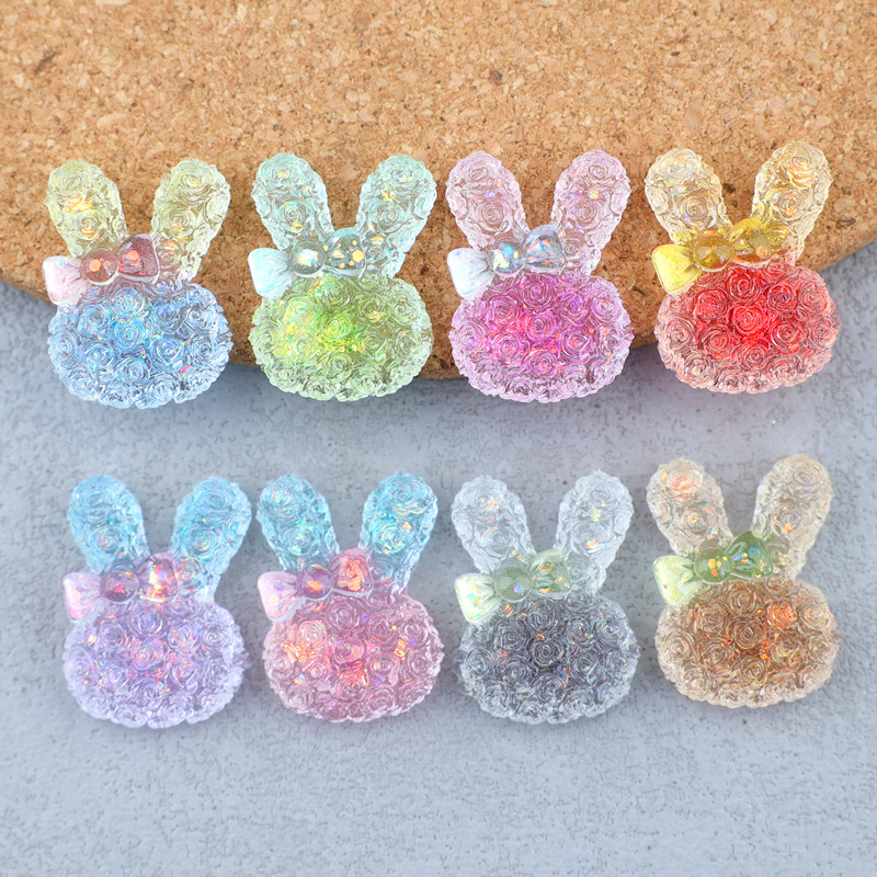 Resin Art And Decor - 5 Stück 18*25mm Leuchtende Farbverlauf-Hasen-Harz-Cabochons für