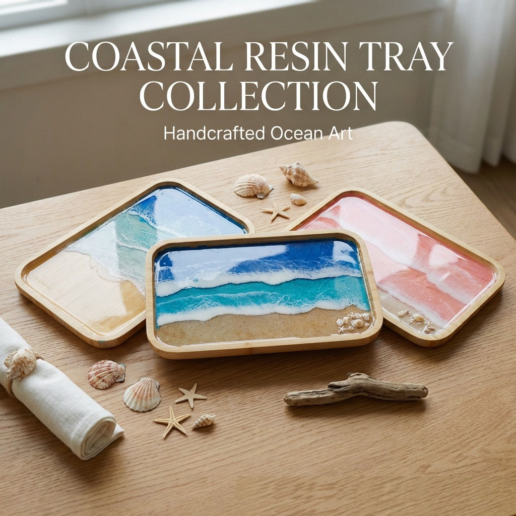 Resin Art Dining Table - Epoxidharz-Ozean-Kunst-Dekotablett für Kaffee- und Esstische, Arbeitsplatten,