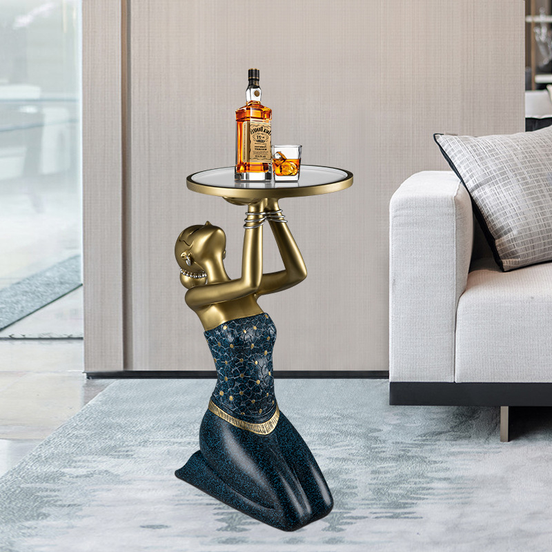 Resin Art Coffee Table - Harz-Figurine Kniende Mädchen als Aufbewahrungstablett, Moderne