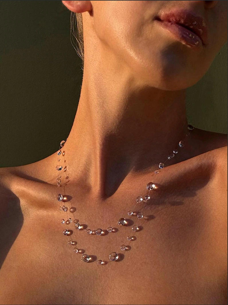 Resin Art Necklace - WJFH-ARTS Light Luxury Clear Multiple Dewdrop
