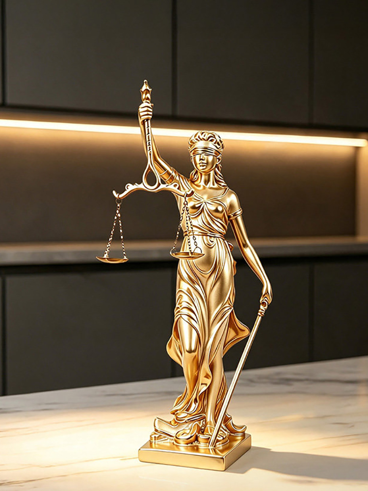Resin Art Anniversary Gift - Luxuriöse Goldene Justizstatue Kunstskulptur Ornament Wohnzimmer