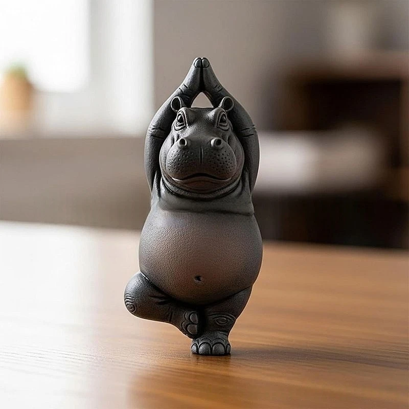 Resin Art Decoration Items - Cartoon abstrakte Nilpferd Harz Ornament Yoga
