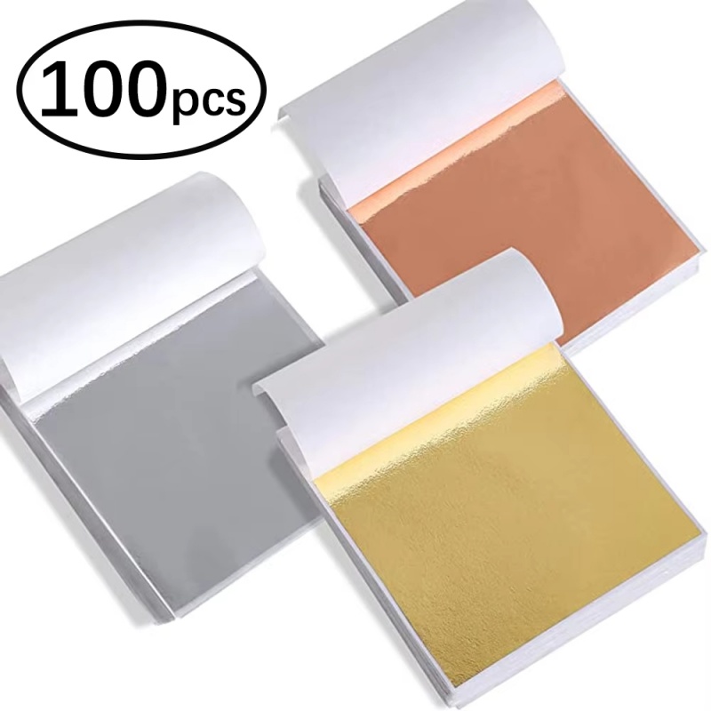 Resin Art Anniversary Gift - 100 Stück Imitations-Gold-Silber-Kupferfolienblätter für DIY-Harz, Kerzen,