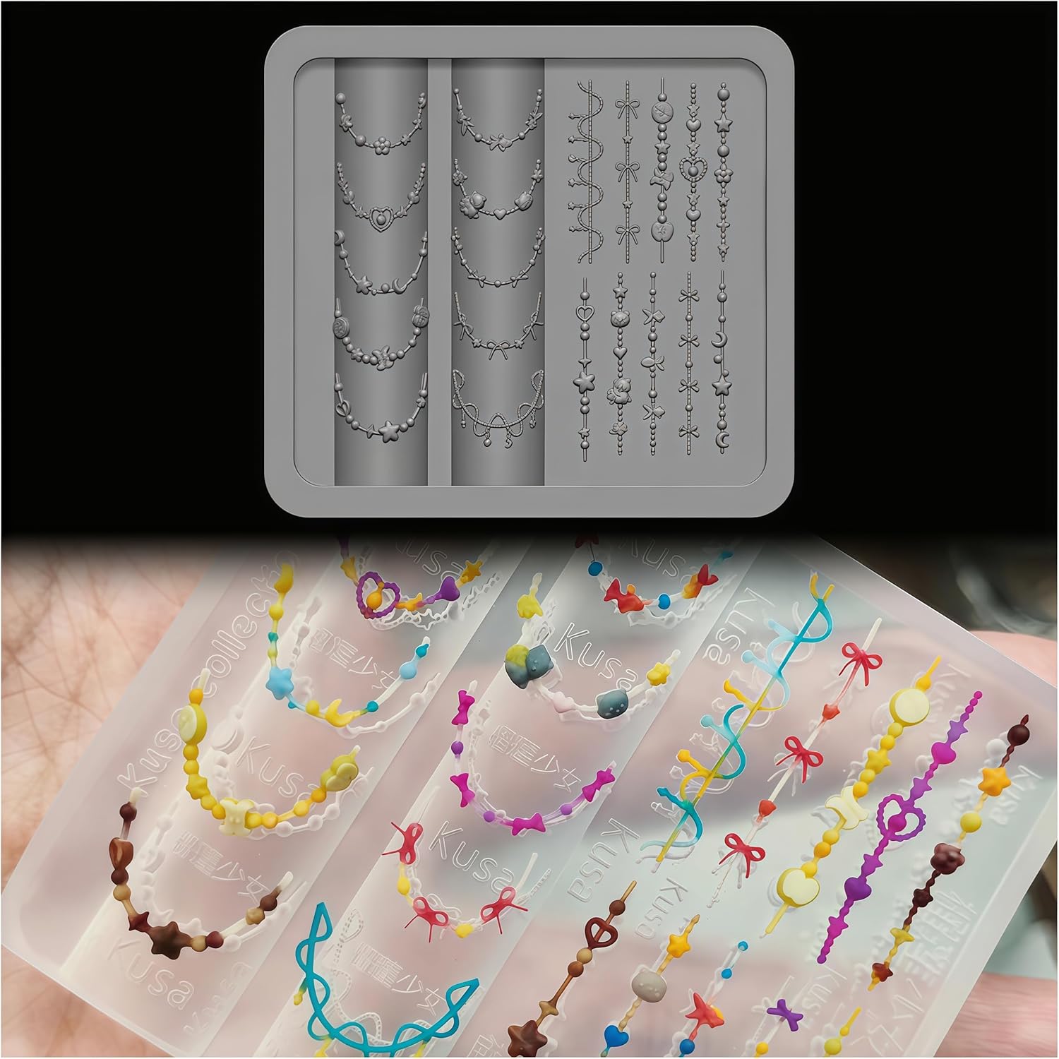 3D Perlenkette Gel Nail Art Fo – Resin Art Necklace Bewertung und Preis