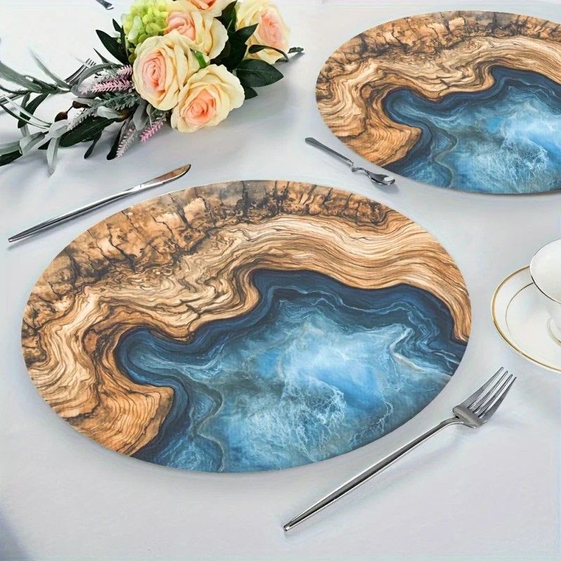 VIKAMA Holzmaserung Blauer Oze – Resin Art Dining Table Bewertung und Preis