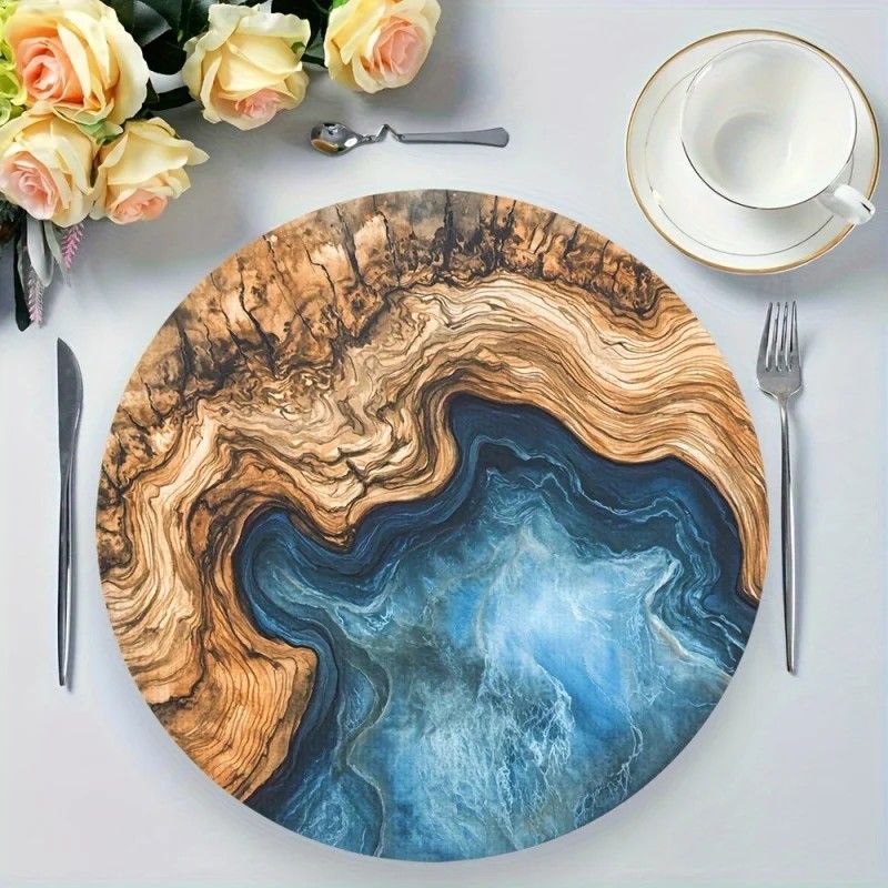 VIKAMA Holzmaserung Blauer Oze – Resin Art Dining Table Bewertung und Preis